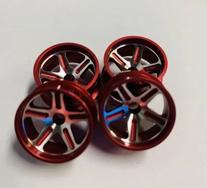 Mini 4WD Rosso Anodizzato CNC Precisione Mid-Size Ruote Set di 4 per Pratica - Foto 1 di 3