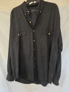 Vintage Structure Black Men's L Long Sleeved Button Up 100% Silk Shirt - Picture 1 of 6