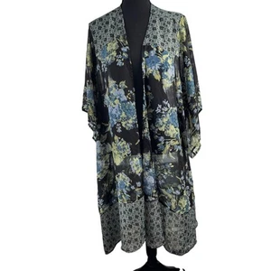Xhilaration Long Kimono Sheer Floral Print Open Front Duster XL/XXL - Picture 1 of 8