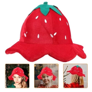 Winter Warm Strawberry Headgear Cartoon Strawberry Cosplay Halloween Costume - Picture 1 of 12