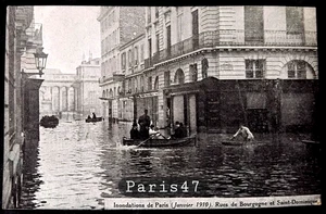 Nr. 47 PARIS ÜBERSCHWEMMUNGEN VON 1910 RUE DE BOURGOGNE ET SAINT DOMINIQUE ungeschrieben - Bild 1 von 2