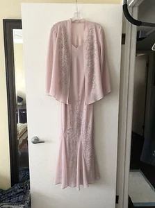 Women’s Pink 2-Piece Maxi A-Line Dress Wedding V-Neck Medium - Picture 1 of 13