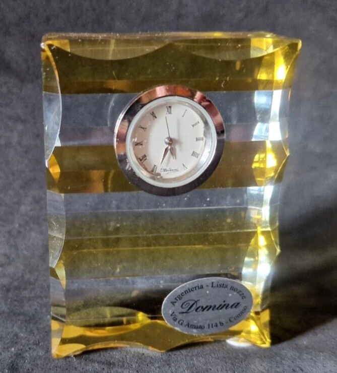 OTTAVIANI VINTAGE OROLOGIO DA TAVOLO IN CRISTALLO ANNI 70 - Immagine 1 di 4