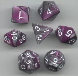 NEW Style! RPG Dice Set of 7- Meteorite Purple-Silver D4D6 D8 D10 D12 D20 D00-90 - Picture 1 of 1