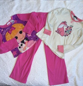 girls 3 piece pajama set 2 tops 1 pair of pants size 6/6X Lalaloopsy pink white - Picture 1 of 5