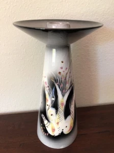 Vtg Midcentury Modern Sascha Brastoff Art Pottery Candle Holder Jewel Bird Gray - Picture 1 of 12