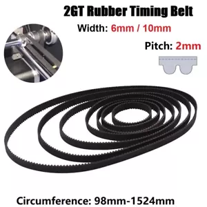 GT2 2M 2mm Paso 6/10mm Ancho Bucle Cerrado Correa de distribución síncrona para polea CNC - Imagen 1 de 8