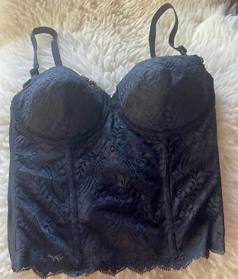 Винтажный Triumph International черный кружевной бюстье 34B косточках - Изображение 1 из 4