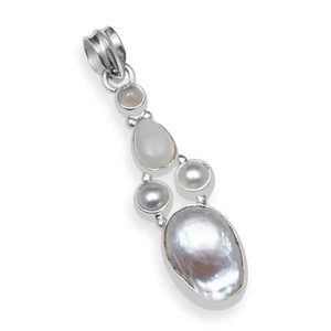 Joyería colgante hecha a mano de plata de ley 925 con piedras preciosas de perlas para unisex KP-181 - Imagen 1 de 1