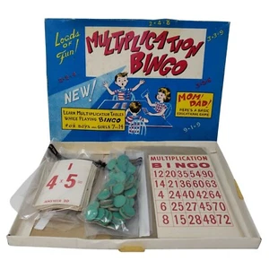 Multiplication Bingo 1950s 60s Learning Educational Game Japan Complete Vintage - Picture 1 of 9