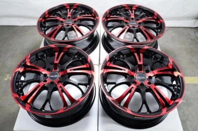 17" Red Black Wheels Rims Toyota Yaris Corolla Celica Scion xB iQ Mirage Cooper - Image 1 of 4