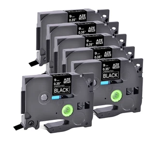 6x Compatible with Brother TZ TZe-325 ruban étiqueteuse Blanc sur noir 9mm - Photo 1/4