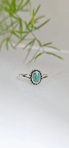 Genuine Turquoise Ring / 925 Sterling Silver Statement Ring / Bali Dainty Ring - Picture 1 of 7