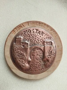 Mostar Tourist Reise Souvenir runder Messing Kühlschrankmagnet Bosnien Herzegowina - Bild 1 von 5