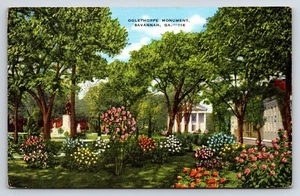 Postal Monumento Oglethorpe Savannah, Georgia, Teatro más allá de las flores - Imagen 1 de 2