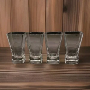 4 MCM Square Whiskey Low Ball Glasses Clear Thick Foot 7 Oz Juice Water - Picture 1 of 12