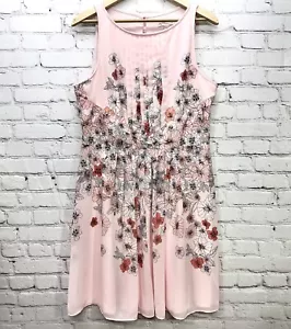 Pink Prairie Midi Cottage Core Chiffon Floral Flowy Sheer Dress Sz. 16 - Picture 1 of 15