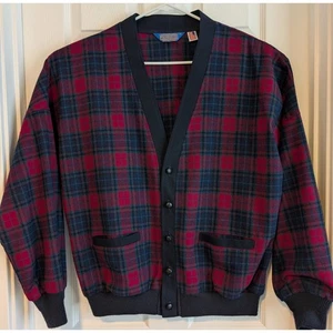 Vintage Pendleton Wool Cardigan Sweater Mens XL Plaid Button Front Made in USA - Picture 1 of 10