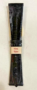 Pregiato cinturino in vera pelle di lucertola tejus, nero mm20/16made in Italy - Foto 1 di 2