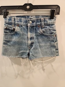 Vintage Levis Cut-Offs Denim Jeans Shorts Reißverschluss 80er 24" W 505? 517" ? student - Bild 1 von 15