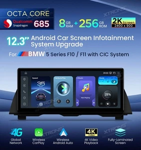 XTRONS QWBX24CIB12FV AUTORADIO GPS BMW SERIE 5 F10 F11 CIC Android 14 Snapdragon - Picture 1 of 19