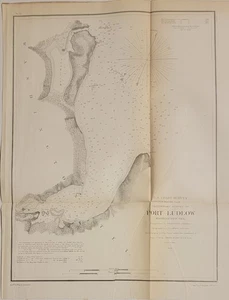 1856 s/w US Coast Survey Map Chart Port Ludlow Washington Terr. Bache - Bild 1 von 10