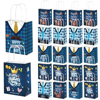 24 Piezas Día del Padre Fiesta Regalo Bolsas con Asas Feliz Día del Padre  Foto 1 de 4