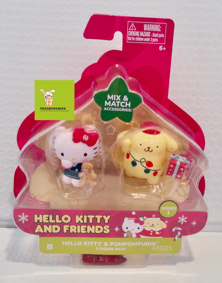 Paquete de 2 figuras de Navidad de Hello Kitty And Friends POMPOMPURIN & Present ***LEER*** Foto 1 de 1