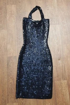 Vintage Dress | 80s/90s Vintage Miss Selfridge Black Sequin Cocktail Dress UK 6 - Image 1 of 4