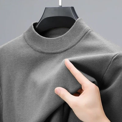 Men's Cashmere Sweater Mock Neck Sweaters Knit Pullover for Male Men Knitwear Sz