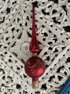 Topper de árbol de vidrio de mercurio vintage 12 pulgadas rojo caja original decoración de Navidad - Imagen 1 de 6