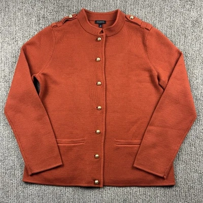 Cárdigan suéter chaqueta militar naranja quemado Talbots para mujer M mezcla lana Foto 1 de 4