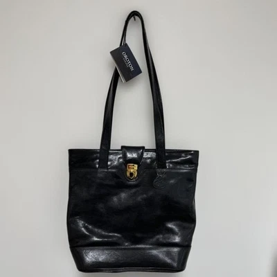 Bolso de Hombro OROTON Cartera Cuero en Negro Dorado Herrajes NUEVO Se envía desde JPN Foto 1 de 4