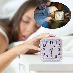 Desk Analog Alarm Clock Nightlight Quiet Non Ticking Battery Powered Bedroom - Picture 1 of 12