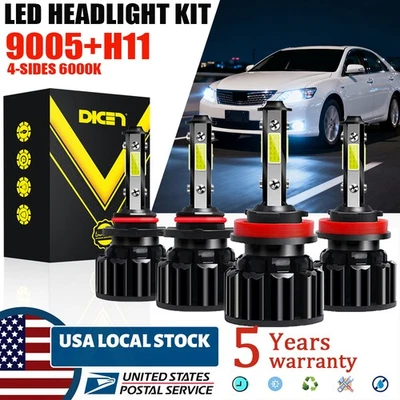 STONEBANKS For Toyota Camry 2007-2017 4PC Combo LED Headlight High Low Beam Bulbs Kit White