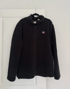LEVIS Herren Schwarz Sherpa Fleece Kuschel Pullover Sweater Jacke Gr. XL - Bild 1 von 4