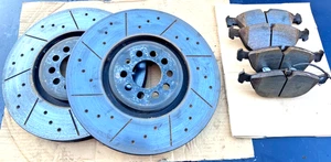 Audi TT MK1 3.2 V6 Quattro DIMPLED GROOVED Front Brake Discs + BREMBO PADS 334mm - Picture 1 of 5