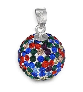 Halskette Kugel Premium Crystal 925-iger Sterlingsilber multicolor 45/42 cm - Bild 1 von 2