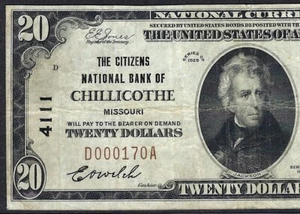 🇺🇸 MO 1929 $20 ♚♚ CHILLICOTHE, MISSOURI ♚♚ PCGS VERY FINE 20 - Picture 1 of 3