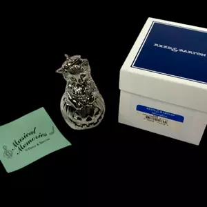 Reed Barton Silverplate Halloween Kitty 594 Music Box Works Cat Pumpkin VTG 3" - Picture 1 of 20