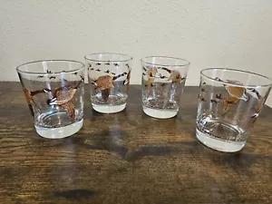 Libbey Duck Geese Goose Glass Lot Of 4 Glasses Whiskey Low Ball Libbey’s Set - Picture 1 of 11