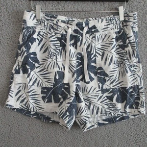 Nautica Shorts Damen Medium M blau weiß Blumen Leinenmischung Tropical Beach - Bild 1 von 9