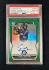 2023 Bowman Chrome Gabriel Gonzalez Auto Green Refractor Card /99 Graded PSA 10