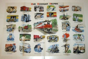 Vintage 1950s OUR RAILROAD HELPERS Poster! Association of American Railroads! - Picture 1 of 3
