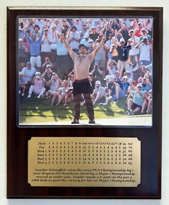 Placa fotográfica 8x10 Xander Schauffele 2024 PGA Championship Champion con placa de identificación Foto 1 de 4