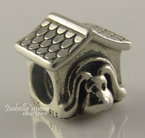 PANDORA Retired DOG HOUSE Authentic PANDORA Silver PUPPY Red Charm 790592EN27 w POUCH!