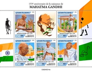 DJIBOUTI 2024 155th BIRTH ANNIVERSARY OF MAHATMA GANDHI SHEET MINT NH - Picture 1 of 1