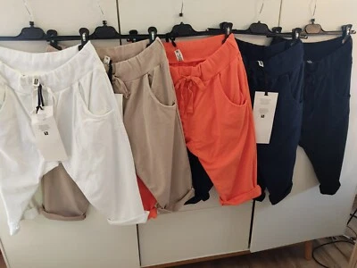 WENDY TRENDY cool jersey pantaloni capri 3/4 pantaloni leggeri stile baggy S L XL NUOVI - Immagine 1 di 3
