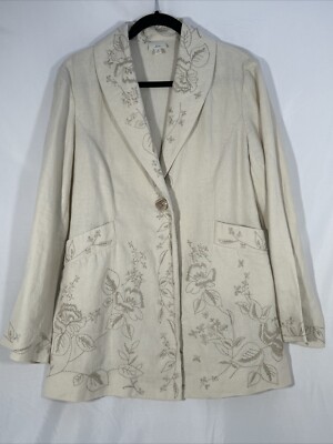 J.Jill 100% Linen Jacket Blazer Womens Size M...