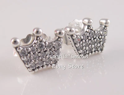 Incantato Corone Autentico Pandora Orecchini Argento 297127CZ Nuovo W Astuccio - Immagine 1 di 4